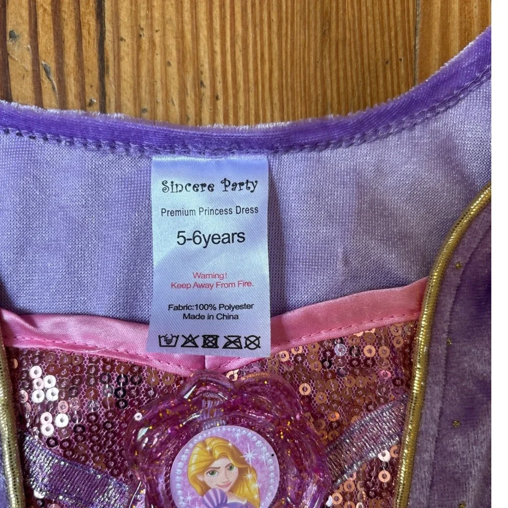 Sincere Party Princess Dress Kids Purple Rapunzel Sequin Costume SIZE 5-6Y